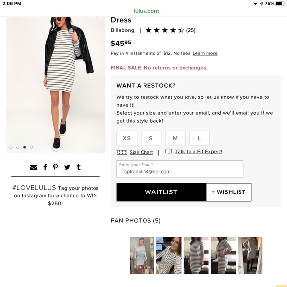 Grey Striped dress by Billabong/sold by Lulus - Picture 4 of 6